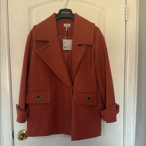 River Island Brown Pea Coat with Oversized Fit and Wide Lapels